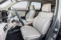 Top line leather upholstery inside the 2023 Hyundai Palisade.