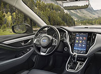 2023 Subaru Outback cockpit showing the updated infotainment system.