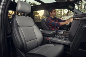 Interior view of the seats in the Ford F-150 Lightning