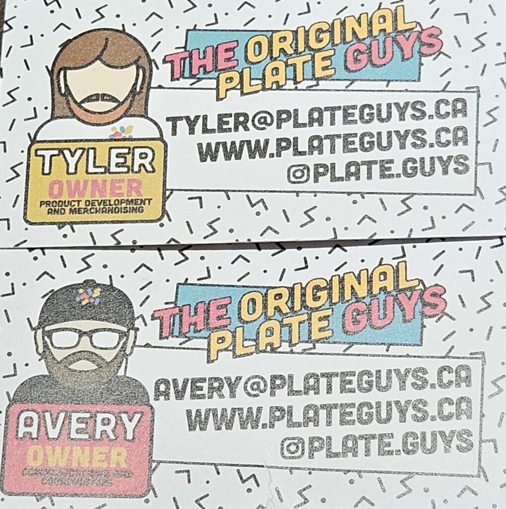 The Original Plate Guys business cards