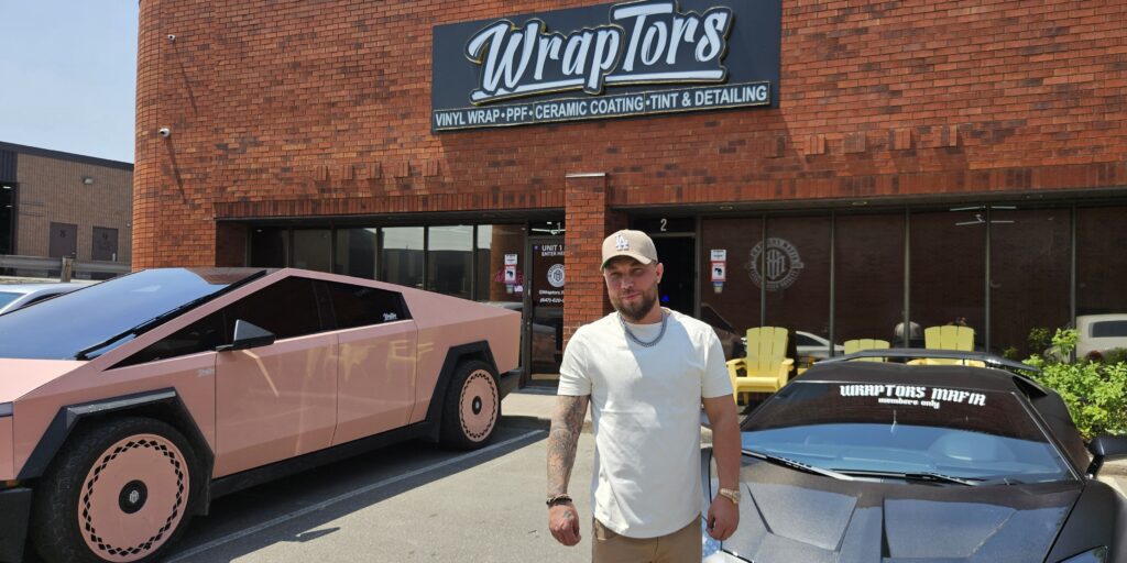 Stas Standing In Between Cybertruck And Lamborghini